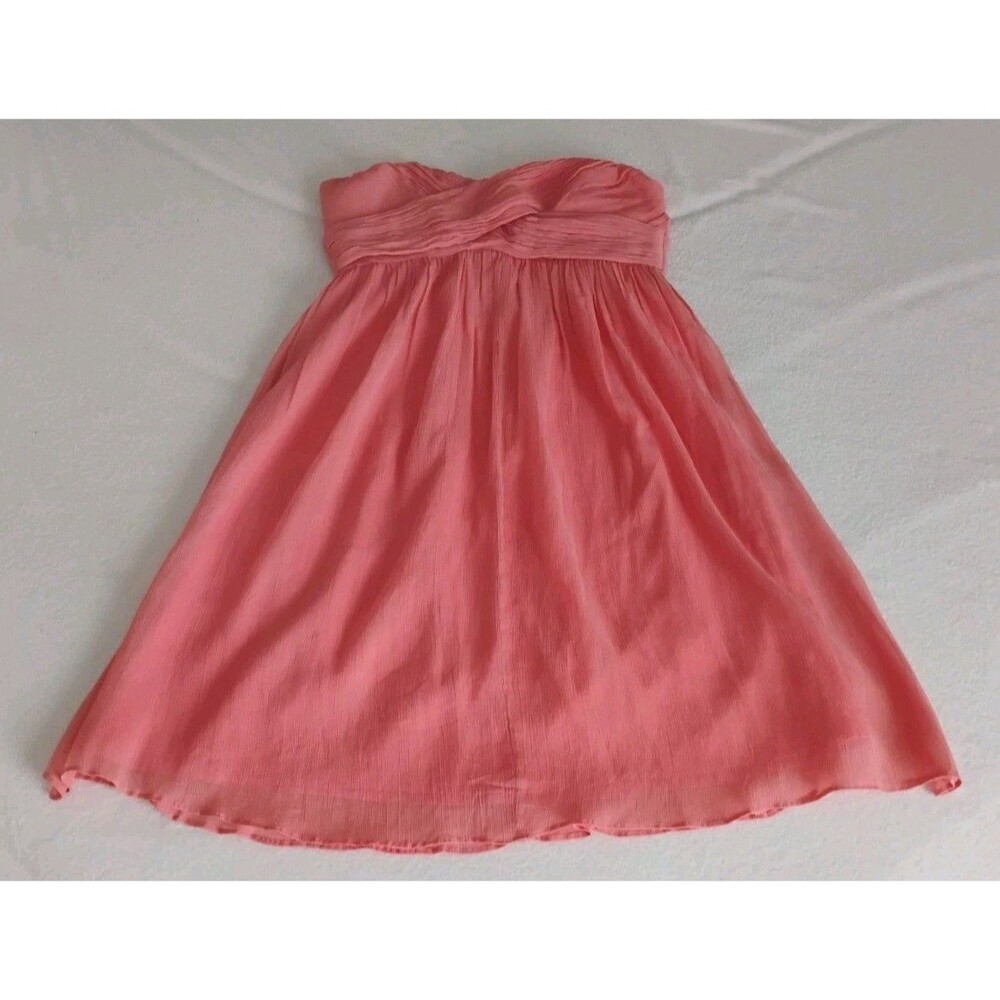 J Crew Strapless Dress Women's Silk Chiffon Cocktail Wedding Coral 2 Petite NWT